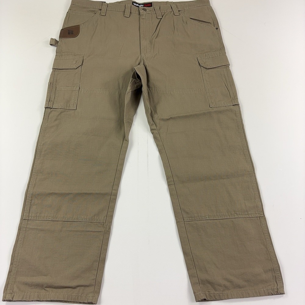 Wrangler RIGGS Workwear Pants Mens 44x30 Beige Cargo Canvas Ranger Relaxed Fit